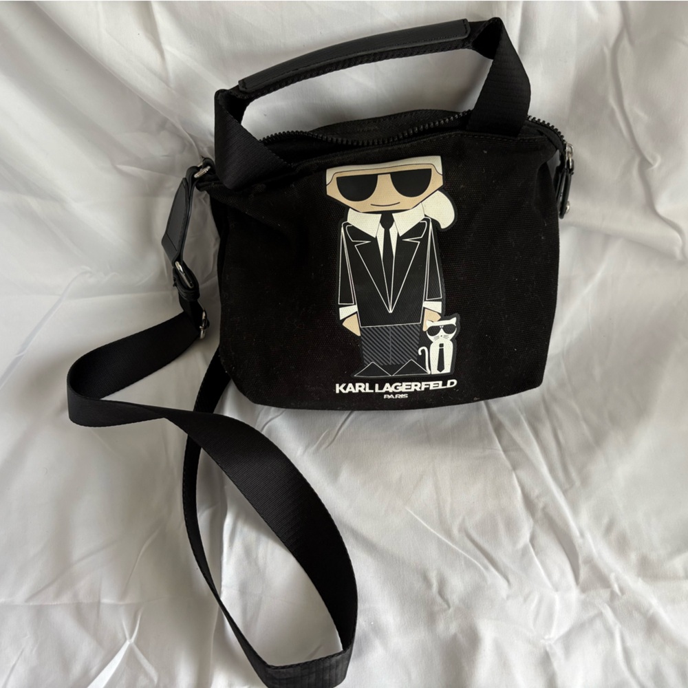 Karl Lagerfeld Black Graphic Shoulder Bag